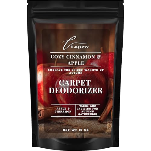 Lapew Cozy Cinnamon & Apple Carpet Deodorizer Powder - Pet Safe Freshener for Vacuuming | Scented Odor Eliminator for Home | 16 oz