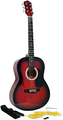 Martin Smith W-100 Acoustic Guitar Package with Strings, Plecs, Strap - Red