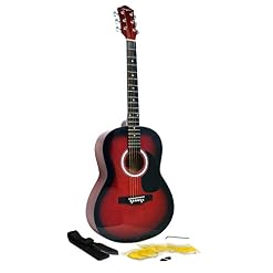 Martin Smith W-100 Pack Guitare acoustique avec sangle, médiators et cordes – Rouge - Les Beatles, Paul McCartney, John Lennon, RIngo Starr, George Harrison