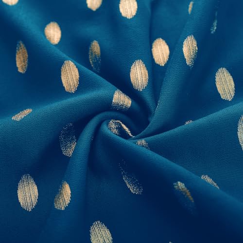 Image of GRACE KARIN Long Sleeve Dresses for Women 2023 Wedding Guest Polka Dot A-Line Midi Dress Split Ruffle Tiered Dress Peacock Blue L