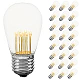 Novelty Lights 25 Pack LED S14 Outdoor Patio Edison Replacement Bulbs, Warm White, E26 Medium Base, 1 Watt