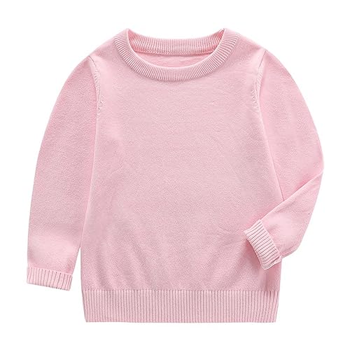 Toddler Boys Girls Solid Knit Sweater Fall/Winter Round Neck Pullover Solid Color Knitted Sweater Baby Girl Sweaters