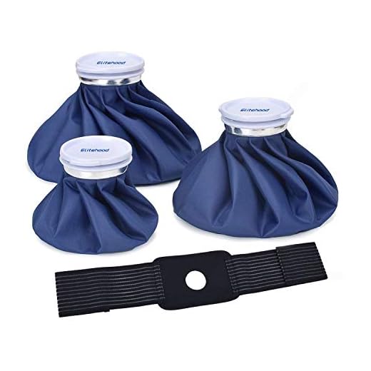 elitehood Ice Cold Pack Reusable Ice Bags Hot Water Bag for Injuries, Hot & Cold Therapy and Pain Relief with Elastic Breathable Support Wrap, 4-Pack, 3 Sizes (6"/9"/11"), (for Hot Therapy is 50-60℃)
