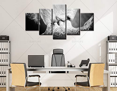 Kissing Wall Art - Romantic Sexy Lovers Kissing - Love Picture Canvas Prints Black And White Artwork Decor For Couple Bedroom Bed Decorations Modern Stretched And Framed Poster Ready To Hang #TOP5