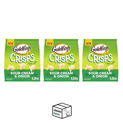 Goldfish Crisps | 3 Bags | 6.25 Oz | Bundled by Lilypacks Express (Sour Cream and Onion)