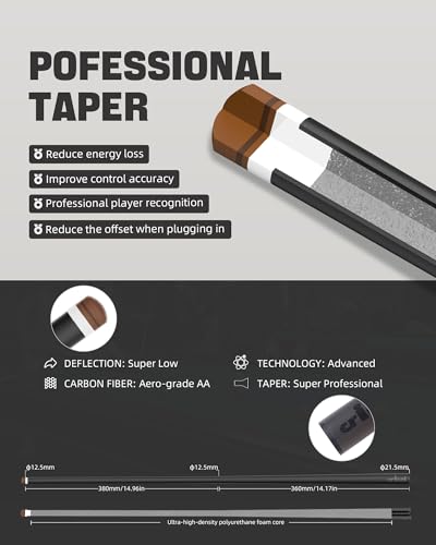 Taco de billar de fibra de carbono CRICAL con extensión de 8 pulgadas miniatura 7