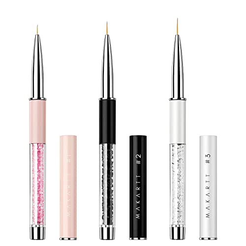 Makartt 3Pcs Nail Art Liner Brush Acrylic Nail Brush Gel Nail Painting Brush Bundle With Makartt 7Pcs Gel Nail Brush, Poly Extension Gel Brush #TOP1