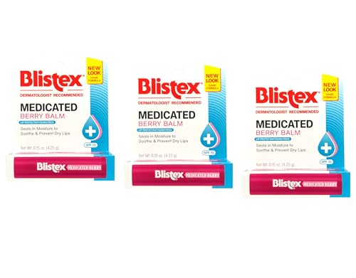 Blistex Medicated Lip Balm, Spf 15, Berry, .15-Ounce Tubes (Pack of 3)