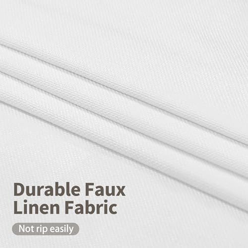 Image of YoungsTex White Linen Blackout Curtains 45 Inch Length, Full Room Darkening Short Window Drapes with Grommet Thermal Insulated for Living Room Bedroom, 2 Panels, 52 X 45 Inch