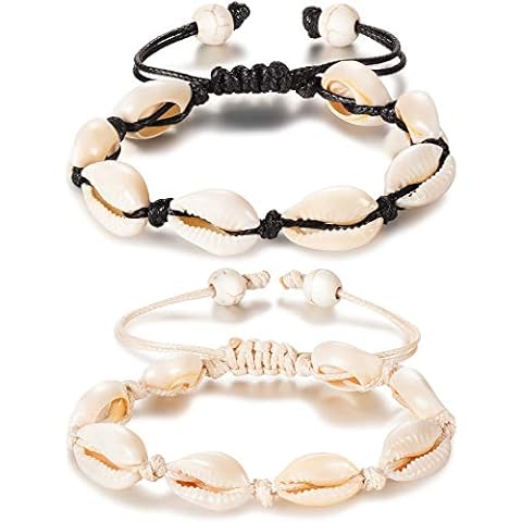 meekoo 2 Pieces Boho Natural Shell Anklet Bracelet Handmade Beach Foot Jewelry Adjustable Beaded Anklet for Women Cover