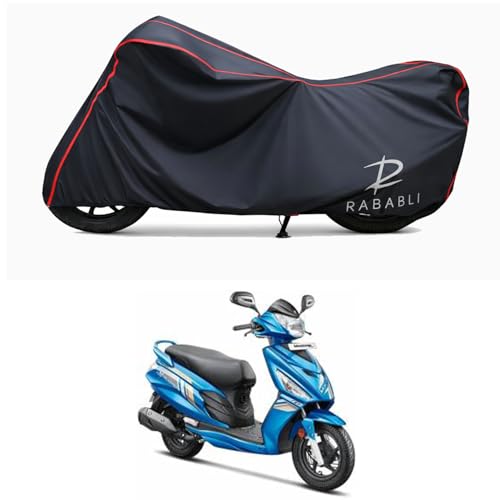 Image of Waterproof Bike Body Cover Compatible for | Mahindra Kine | Taffeta Fabric, Red Piping Design, Bottom Elastic Fit | Dustproof, Sun UV & Rain Protection for All Bikes