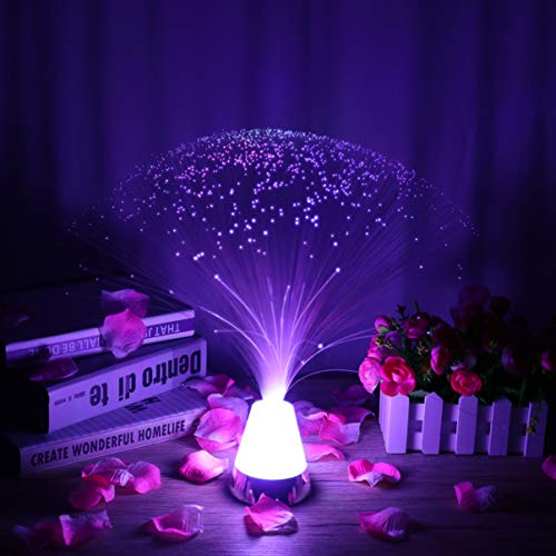 Image of Uonlytech Fiber Optic Light Color-Changing, Fiber Optic Mood Novelty Lamps Lighting Glacier Lite with Crystals Base for Bedroom Parties