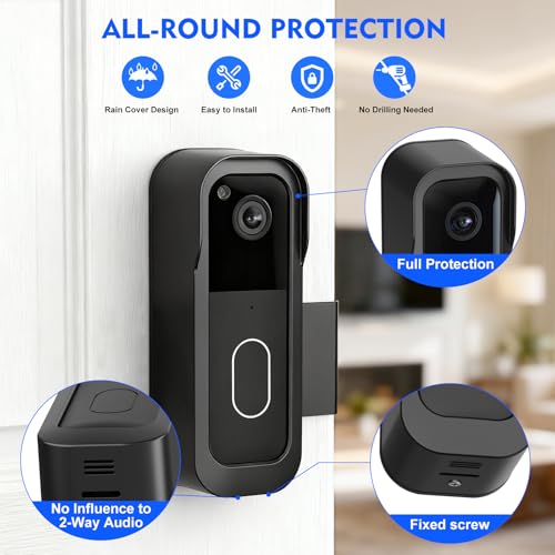 Image of Anti-Theft Doorbell Mount for Blink Video Doorbell Camera(1st & 2nd Gen), No Drill Doorbell Camera Mount No Block Sensor & Night Vision, Renter Friendly Door Mount with Rain Cover for Home Apartment