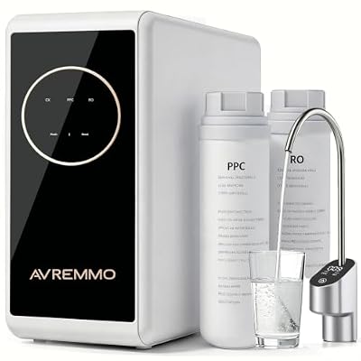 AVREMMO Under Sink Water Filter, 800GPD Tankless Under Sink RO System - Reduces TDS, PFOA/PFOS, Smart Digital Display Faucet, 8-Stage SGS Tested Filtration, 2:1 Low Drain, 4000L Capacity