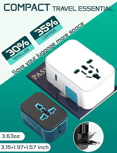 Image of rts 5 in 1 Universal Charger Adapter PD20W, with 2 Type C 2 USB Port Universal Travel Adapter, Travel Essentials 2 USB-C 3.4A Worldwide International Universal Travel Adapter All in one Travel Plug