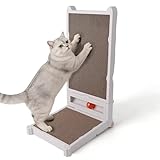 Foldable L-Shaped Cat Scratcher with Ball Track Toy, No Assembly Cat Scratch Pad with 4 Shapes, Reversible & Replaceable Cardboard Scratching Board for Indoor Cats