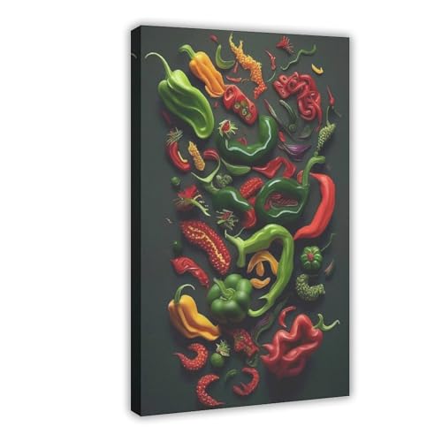 Poster sur toile surréaliste poivre vert 20x30 cm pour décoration de chambre et bureau
