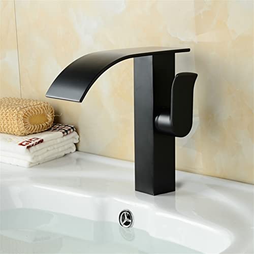 Robinet de lavabo mitigeur cascade eau chaude froide nickel noir - 2