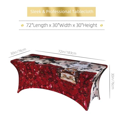 Housse de table rectangulaire dalmatien EdWal 1,8m en élasthanne extensible - 7