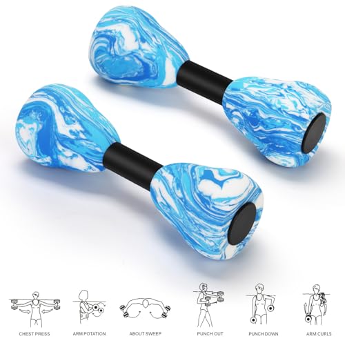 Camouflage Aquatic Dumbbells,2Pcs Foam Water Weights Aerobic Exercise Fitness Equipment Dumbbells, Pool Resistance Swimming Training for Adults/Kids/Men/Women Weight Loss, Beginner Swimming Training (Blue)
