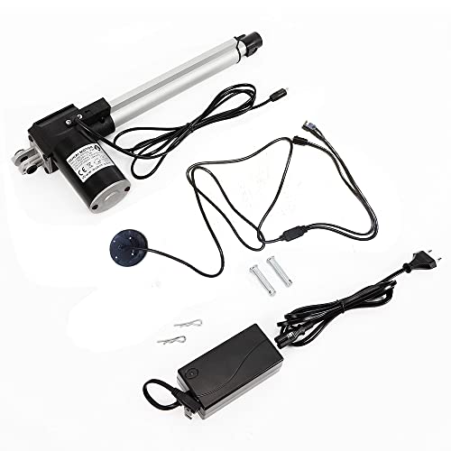 DGJMuu Motor de actuador lineal Power Recliner, carrera de 230 mm, 24 V CC, 600 kg de fuerza máxima, negro, aluminio, moderno, mecanismo de elevación y reclinación motorizado, salón, silla,