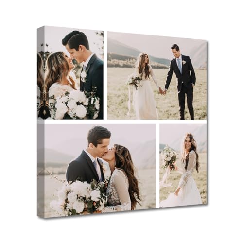 LZIMU Custom Photo Collage Personalized Pictures for Wall Customized Canvas Wall Art Print with Your Photos for Family Wedding Friends and Lovers (collage-8, 10.00" x 10.00")