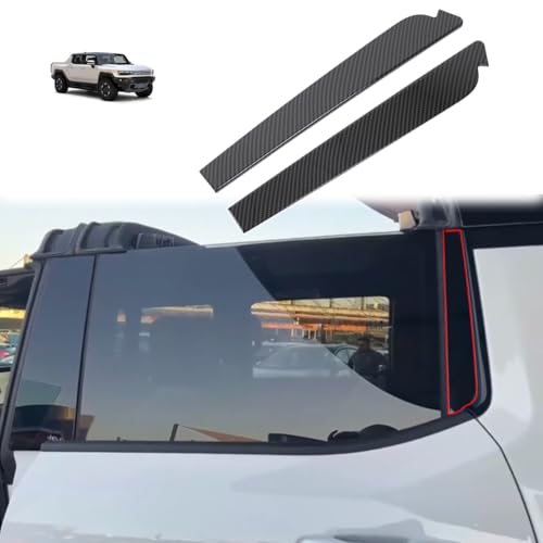 for Hummer EV Pickup Accessories Automobile Door Window Trim Pillar Post C Pillar Molding Trim Fit for Hummer EV Truck 2022-2024 2025+ 2PCS ABS Outside Anti-Scratch Window Trim (Carbon Fiber Pattern)