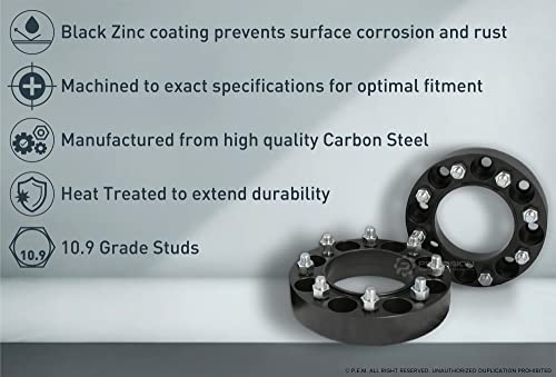 Rocktrix 4Pcs 2 Inch Skid Steer 8Lug Wheel Spacers Adapters - 8X8 Bolt Pattern - 5/8X18 Studs Nuts - Compatible With Gehl Mustang Cat #TOP2