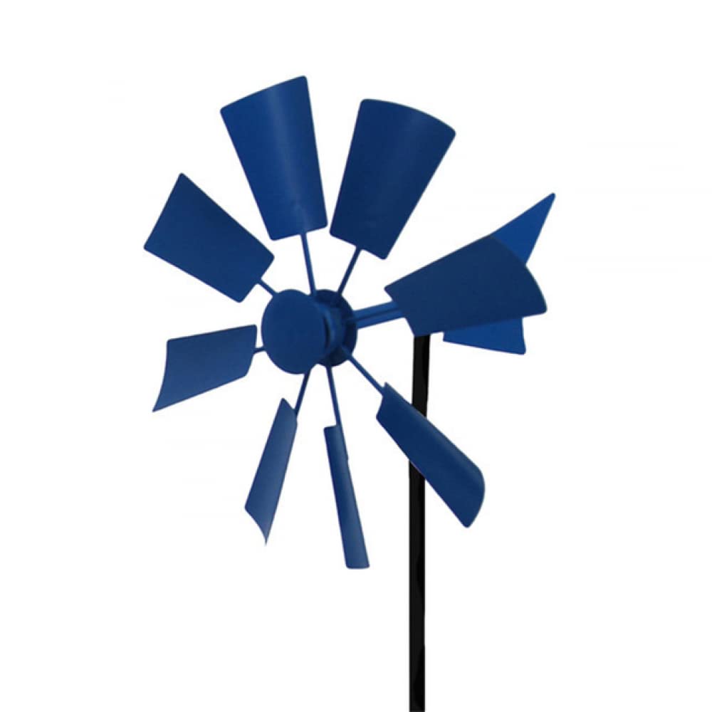 YXSH Molino De Viento De Metal De Moda, Molino De Viento De Estilo Europeo Y Americano Decoración Al Aire Libre Molino De Viento De Paisaje Patio De Casa Molino De Viento De Hierro Forjado- Blue