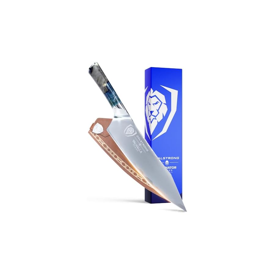 Dalstrong-Chef-Knife-95-inch-Valhalla-Series-9CR18MOV-HC-Steel-Kitchen-Knife-White-Resin-Wood-Handle-Razor-Sharp-Chefs-Knife-Kitchen-Knife-Professional-Cooking-wLeather-Sheath Dalstrong Chef Knife - 9.5 inch - Valhalla Series - 9CR18MOV HC Steel Kitchen Knife - White Resin & Wood Handle - Razor Sharp Chef's Knife - Kitchen Knife - Professional Cooking - w/Leather Sheath