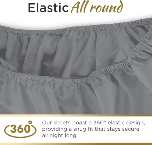 Image of Twin XL Cotton Jersey Knit Sheet Set, Soft & Comfy, Hospital, Grey