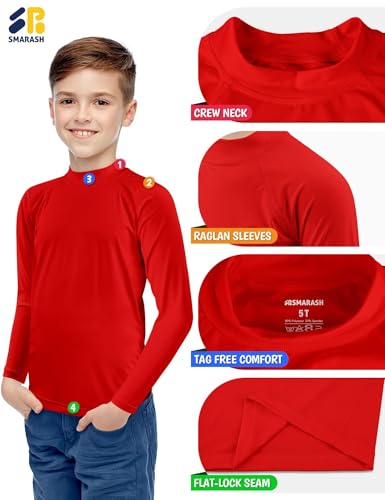 Image of Boys Rash Guard Swim Shirts Long Sleeve UPF 50+ Swimwear Toddler Kids Sun Protection SPF Water Surfing Swimming Shirts 0-16Y