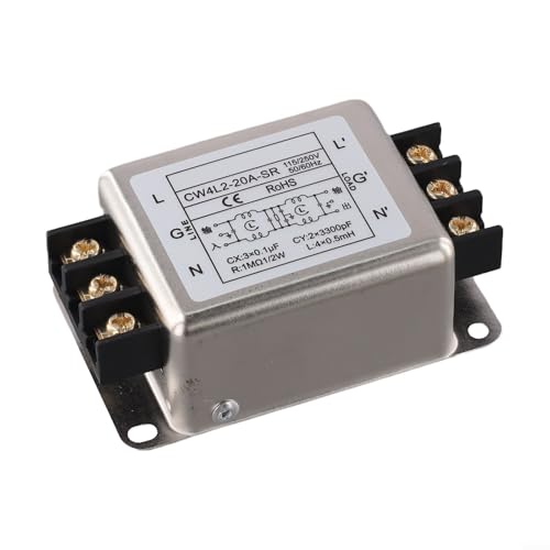 Shophubio Single Phase Power Line Filter Two Stage Suppression Anti Interference Choke for Industrial Automation High Current 3A to 20A Compact(20A)