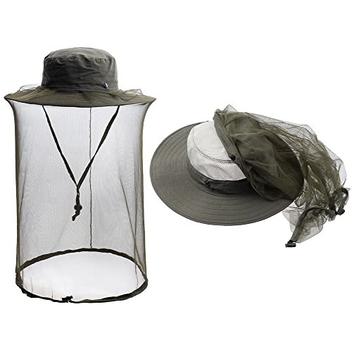 ZffXH Chapeau Anti Moustique, Chapeau Moustiquaire, Chapeau Apiculteur, Chapeau De Soleil D'été en Maille Safari pour Le Camping Et La Pêche avec Filet Et Voile pour Homme Et Femme