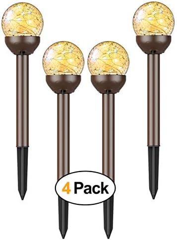 Solar Lights Outdoor, WOWLEO Cracked Glass Ball LED Outdoor Patio Lights, Landscape/Pathway Lights for Path, Patio, Weather Resistant Solar Garden Lights, Landscape Yard Lights Outdoor - 4Packs