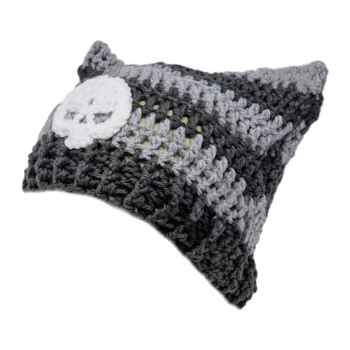 Bonnet tricoté oreilles de chat Y2K punk pour fille