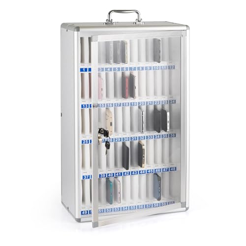 Casier téléphone transparent 12 places en aluminium pour salle de classe et bureau