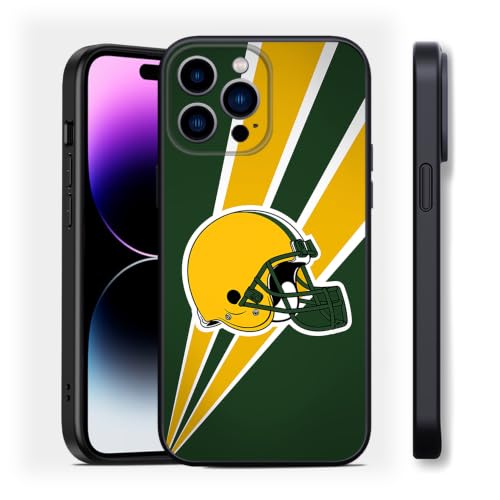 Green Bay Football TPU Phone Case for iPhone 14 Pro Max, Gold-Green Stripe