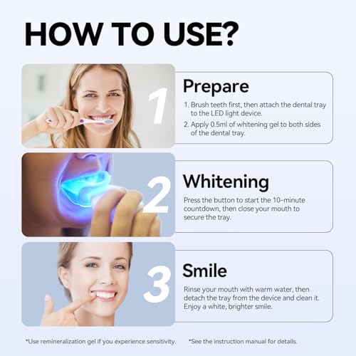 Image of JTF Portable Teeth Whitening Kit: LED Accelerator Light with 5 Whitening Gel and 1 Remineralization Gel, 35% Carbamide Peroxide, Battery Powered Teeth Whitener to Remove Stain for Brighter White Smile