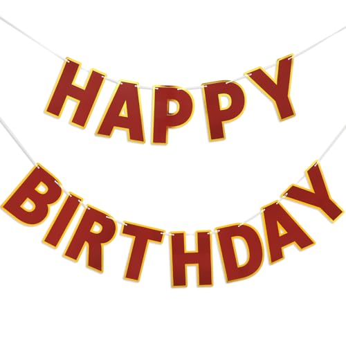 Image of Pre-Strung Happy Birthday Banner - Wine Red Party Decorations