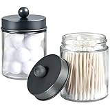 Amolliar Apothecary Jars Bathroom Storage Organizer - Cute Qtip Dispenser Holder Vanity Canister Jar...