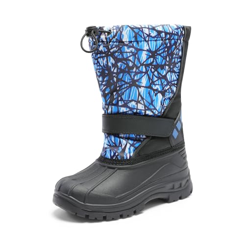 DREAM PAIRS Boys & Girls Winter Snow Boots for Outdoor Warm Cozy Anti-Slip Little/Big Kid 10 Toddler Black/Blue/White