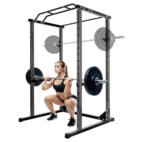 Power Cage Home Gym, 45.6"×44.3"×81.5", 1200lbs Multi-Functional Power Racks for Home Gym, All-in-One Squat Rack for Home Gym, Black