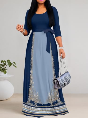 Image of Women's 3 /4 Sleeve Maxi Dress with Pockets
