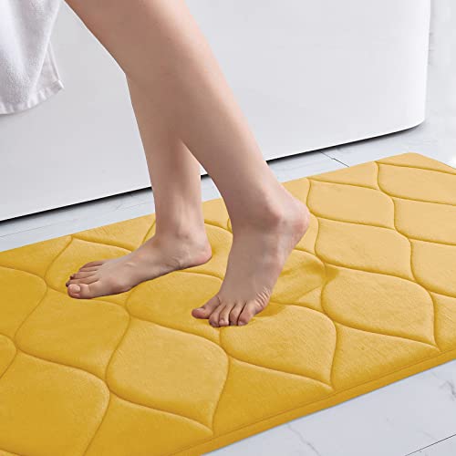 Colorxy Memory Foam Bathroom Rugs, Ultra Soft & Non-Slip Bath Mat, Water Absorbent And Machine Washable Bath Carpet Rug For Shower Bathroom Floor Rugs, 24''X16'', Yellow #TOP30