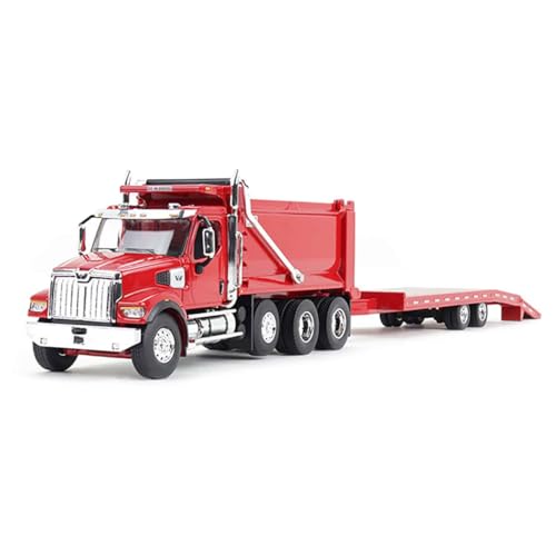 First Gear 1/64 Red Western Star 49X w/Ox Bodies Dump & Beaver Tail Trailer, DCP 60-1884