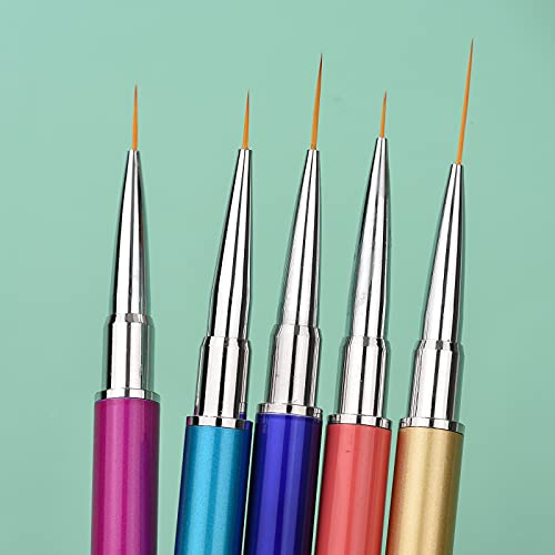 An-Self 5 Pcs Nail Art Liner Brushes Acrylic Nail Brush Gel Nail Painting Brush Nail Gel Polish Painting Drawing Brush Pen Set 79111520 Mm Nail Art Flower Design Pen Brushes, Multicolor #TOP7