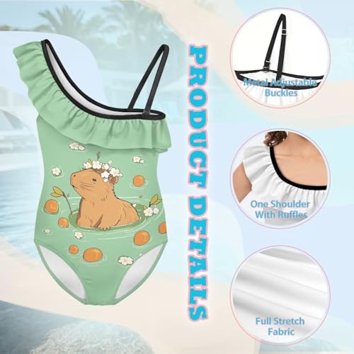 Image of Girls Swimsuit One Piece Ruffle Swimsuit Non-Slip Straps UPF 50+ for Girls Size 3-14 Years