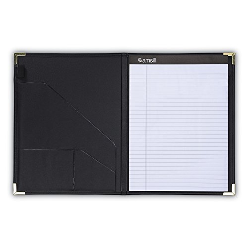 samsill classic collection business portfolio - executive padfolio for resume amp document organizer - 85 by 11-inch legal pad faux leather with brass corners black