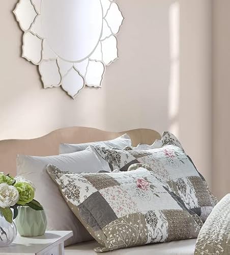 Brilliant Sunshine 14007 Rose And Grey Toile Patchwork Pillowshams Set thumb #4